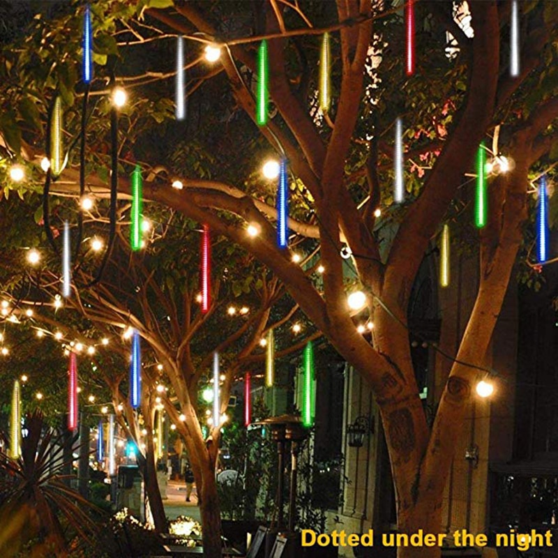 Solar-LED-Meteor-Shower-Rain-Lights-Holiday-String-Lights-Waterproof-Garden-Light-8-Tubes-144-Leds-2 suntasticsolarproducts